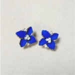 清新寶藍四葉花朵耳扣
